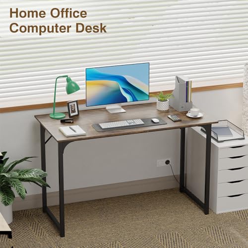 FDW 47 inches Computer Desk/Home Office Desk/Writing Study Table/Modern Simple Style PC Desk with Metal Frame,Brown - color: Brown, size: 47 Inches