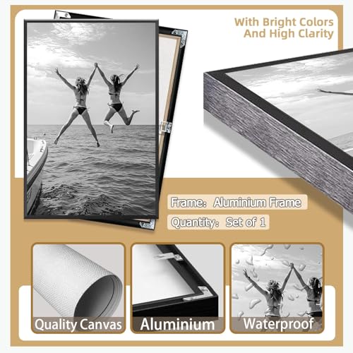 Vintage Black And White Ocean JumpPoster Summer Sail Boat Yacht Canvas wall art Beach Sexy Girl photography Prints Painting For Living Room Bedroom Apartment Wall Decor 8x12in Framed - color: style 04, size: 8"L x 12"W, style: Framed