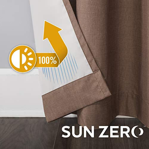 Sun Zero Columbia 2-Pack Thermal Energy Saving 100% Blackout Grommet Curtain Panel Pair, 50" x 63", Cedar - color: Cedar Orange, size: 50"W x 63"L (Pack of 2)