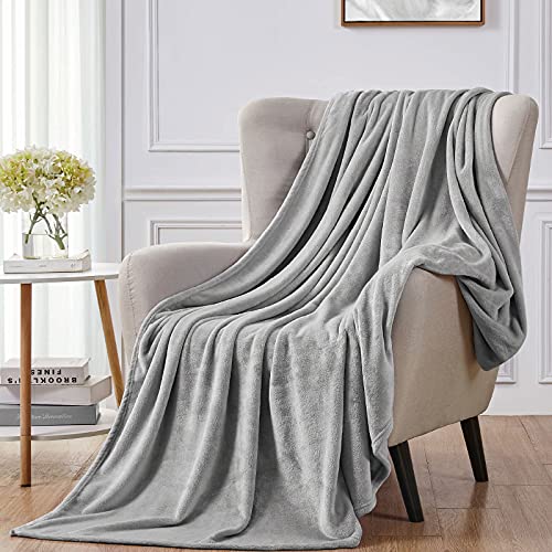 Walensee Fleece Blanket Plush Throw Fuzzy Lightweight Super Soft Microfiber Flannel Blankets for Couch, Bed, Sofa Ultra Luxurious Warm and Cozy for All Seasons (Ash Grey, 90"x90") - color: Ash Grey, size: 90"x90"