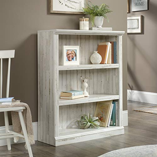 Sauder 3 Tier Book Shelf Wooden Bookcase Multipurpose Bookshelf for Home Office, Living Room, in White Plank - color: White Plank Finish
