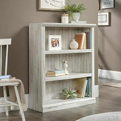 Sauder 3 Tier Book Shelf Wooden Bookcase Multipurpose Bookshelf for Home Office, Living Room, in White Plank - color: White Plank Finish