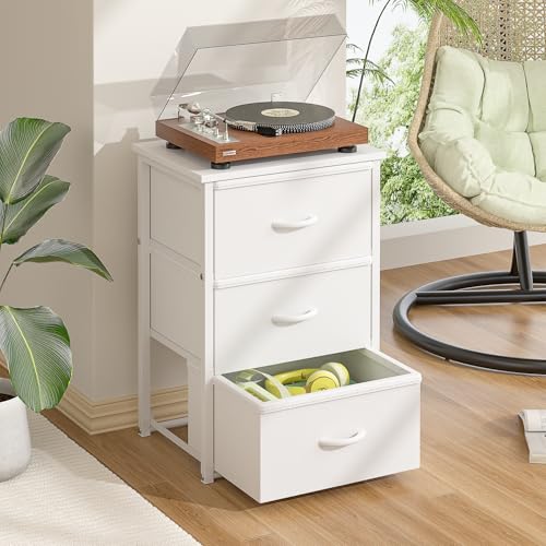 DAOUTIME 2-Pack Stackable Storage Drawers (6 Drawers Total), White Closet Organizer with Wooden Top & Metal Frame, Freestanding or Stackable Dresser for Bedroom, Living Room, Under Bed