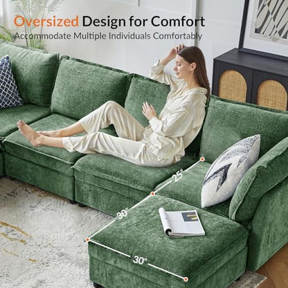 HULALA HOME Seat Cushion Cover for Sectional Sofa Couch, Green（Cushion is not Included） - color: Green, size: Seat Cushion Cover