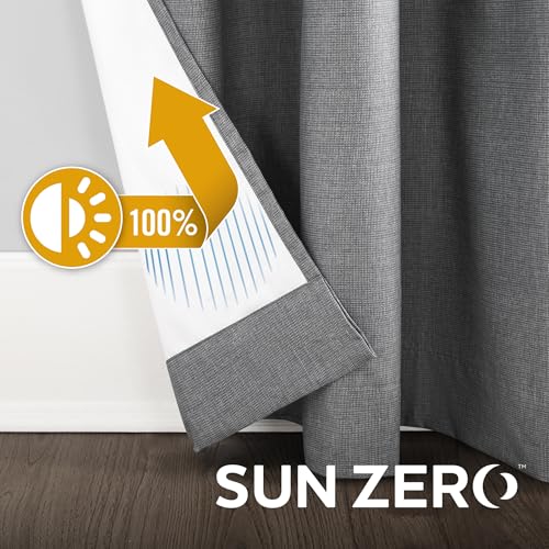 Sun Zero Columbia 2-Pack Thermal Energy Saving 100% Blackout Grommet Curtain Panel Pair, 50" x 84", Gray - color: Grey, size: 50"W x 84"L (Pack of 2)