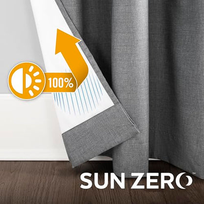 Sun Zero Columbia 2-Pack Thermal Energy Saving 100% Blackout Grommet Curtain Panel Pair, 50" x 84", Gray - color: Grey, size: 50"W x 84"L (Pack of 2)