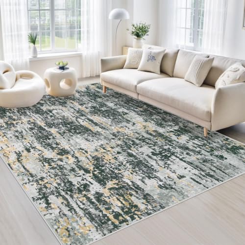 Area Rugs 5x7 Living Room: Washable Rug Modern Abstract Rugs Soft Non Slip Neutral Rug Stain Resistant Indoor Carpet for Bedroom Kitchen Dining Room Nursery Home Office Rugs(Black Grey Gold,5'x7') - color: Black Grey Gold, size: 5' x 7' (Rectangular)