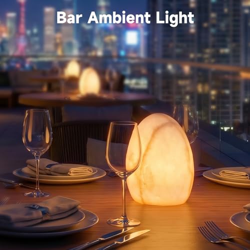 Marble Table Lamp, Tap Night Light, Dimmable Warm Ambient Light, Dinosaur Egg Shape