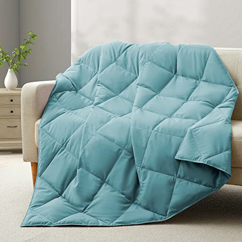 Deodar Down Fiber Throw Blanket Lightweight Packable Throw Indoor & Outdoor | Lightweight Blue Down Throw Blanket for Couch,Outdoor Picnic Lap Soft Throw Comforter for Office Bedroom, Machine Washable - color: Sea Blue