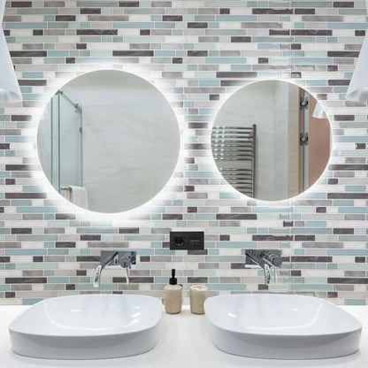 Art3d 10-Sheet Heavy-Duty Peel and Stick Backsplash, Waterproof Wall Tiles Stick on Kitchen Backsplash Living Space, Gray & Blue (Pack of 4) - color: Gray & Blue, size: 12 x 12 Inch (Pack of 4)