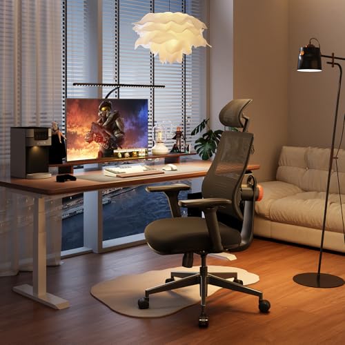 Ergonomic Home Office Chair, High Back Desk Chair with Unique Adaptive Lumbar Support, Adjustable Headrest, Seat Depth Adjustment, 96°-126° Tilt Function, Adjustable Armrest Recliner - color: Black