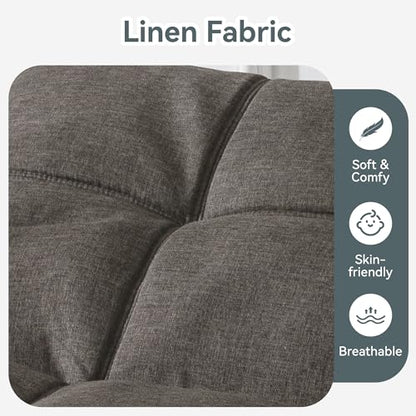 Futon Sofa Bed Convertible Couch, Grey Linen Sofa Bed | Adjustable Backrest & Armrests, Multifunctional Small Loveseat Sleeper Sofa for Living Room, Apartment, Office, Foam Couch - color: A1 | Dark Grey