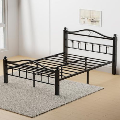 Metal Full Size Bed Frames with Headboard | 1500LBS Heavy Duty, Noise Free Design, 12 Inch Under-Bed Storage Space, No Box Spring Needed, Tool-Free Assembly - size: Full
