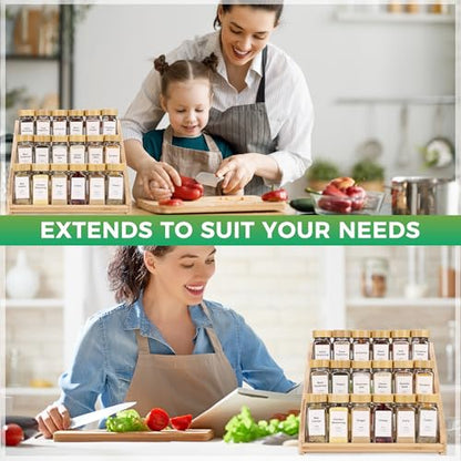 Spice Rack, Spice Organizer -3 Tier Bamboo Spice Racks, Solution for Spice Storage in Kitchens, Countertops，Storage Rooms and Other Places - size: Medium