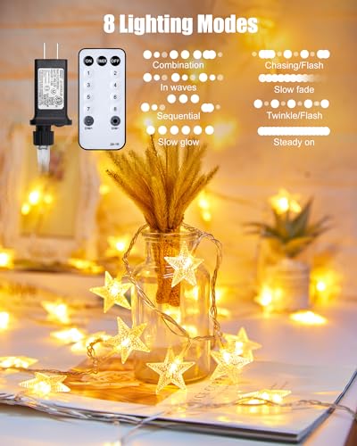 Minetom Star String Lights - color: Warm White - 66ft