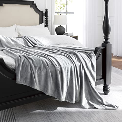 Grey Fleece Plush Throw Blanket 108"x90"for Couch Sofa Fuzzy Cozy Flannel | Super Soft Lightweight Microfiber Blanket for Bed Chair bedroom Home Decor All Season,Birthday Gifts for Women Mom Adult - color: Grey, size: King(108"×90")