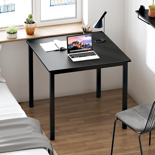 Need Small Square Dining Table 31.5inch Home Office Desk Black | Black Frame Sturdy and Heavy Duty Writing Desk for Small Spaces, Sturdy Writing Table for Home Office or Study Breakroom - color: Black & Black Frame, size: 31.5x31.5 inch