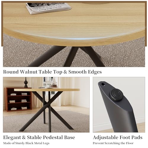 HIPIHOM 45.3 Inch Round Dining Table Set for 4, Mid Century Modern Small Coffee Set for Dining Room Kitchen Apartment (Cream Table + 4 U-Shaped Black Chairs) - color: Cream Table+4 U-shaped Black Chairs
