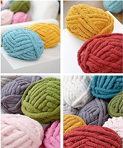 Chunky Knit Chenille Yarn for Hand Knitting Blankets, Super Soft Big Jumbo Blanket Yarn (Green) - color: Green