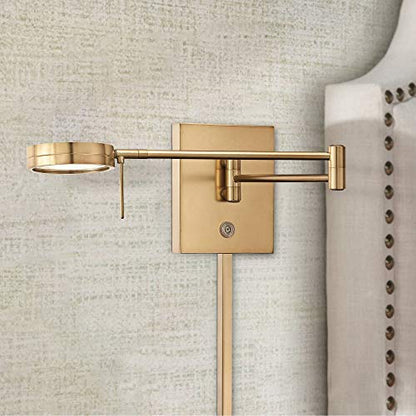 GEORGE KOVACS P4308-248 George's Reading Room LED Swing Arm Wall Lamp, 1-Light, 8 Total Watts, 6.25-in H x 13.75-in W, Honey Gold - color: Honey Gold