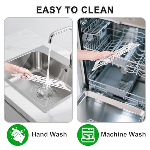 HANZENMA Triangular Sink Rack, Multi-Functional Rack Above the countertop, Foldable Sink Drying mat, Heat-Resistant, Non-Slip, and Rust-Proof Dish Rack (White) - color: White, size: Triangle: 15.8" x 9"