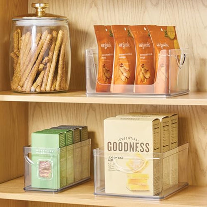 iDesign Pantry Storage Bins with Handles, Set of 2, Clear | Organizer Bins, For Cabinets or Fridge - size: Medium, style: Pack of 2