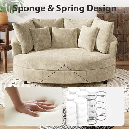 Chifee & Vingol 70 Inches Oversized Accent Barrel Chair Extra Large Chenille Accent Chair Extra Wide Armchair with 7 Pillows for Living Room,Bedroom,Home Theater - Oversized Wheat - color: 70"- Wheat