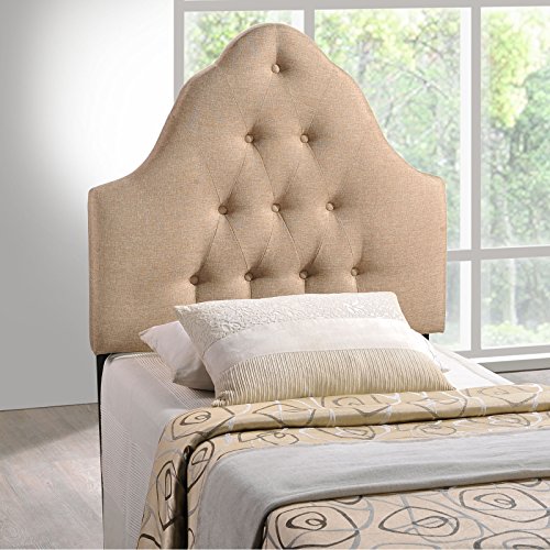 Modway Sovereign Tufted Button Linen Fabric Upholstered Twin Headboard in Beige - color: Beige, size: Twin