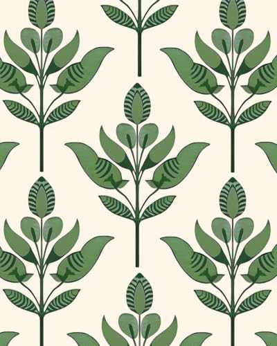 BOKEBEVE Super Long Boho Leaf Wallpaepr Peel Stick Green Beige 17.5 x 787In | Leaves Contact Paper Boho Wallpaper for Accent Wall Bedroom Bathroom Drawer Modern Waterproof Removable - color: Beige/Green, size: 17.5" x 787"