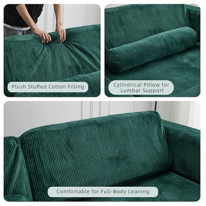 49" Foldable Modular Studio Couch, Space Saver Bed with High Density Foam, Sofa Individual with Creative Shape for Apartment Leisure Scenes, Green - color: Green