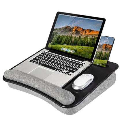 LAPGEAR Portable Laptop Lap Desk – Black, Fits 15.6" Laptops - color: Black Leather