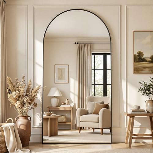 Floor Mirror, 44"×72" Full Length Mirror with Stand for Bedroom Living Room, Black - color: Black, size: 72"L x 44"W