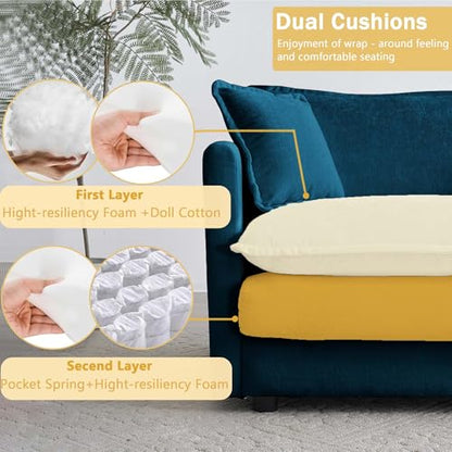 4 Seater Sectional Sofa,146.5 inch U-Shape,Blue | Oversized Modular Couch Deep Seat - color: Blue, size: 146.5 inch-U