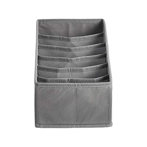 Amazon Basics Deep Drawer Organizer for Clothes, Collapsible Storage Boxes for Socks, Underwear and Baby Items, Set of 4, Gray | Pack of 2 - size: Pack of 2
