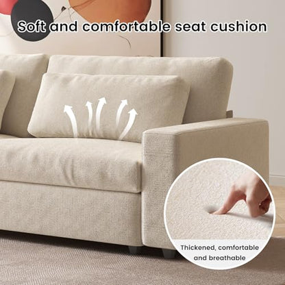 Guyii 104.72" Oversized Sofa Set of 2, Extra-Wide & Deep Loveseat Sofa, 3 Seater Sofa with 2 Pillows, Modern Polyester Sofa Couch for Living Room, Bedroom, Home, 330 Lbs Capacity - size: 104.72"