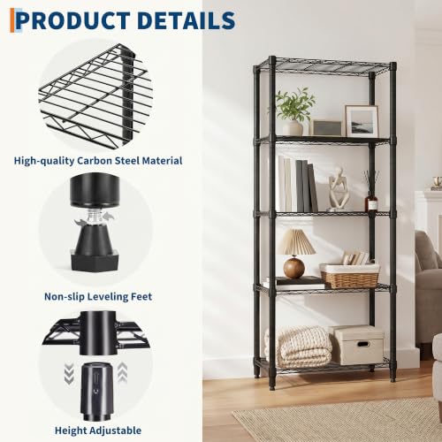 Garvee Storage Shelves 4-Shelf Metal Shelving Units for Garage 2 Pack | Adjustable Closet Steel Wire Shelf Organizer Rack Standing Units for Pantry Laundry 200 lbs Per Shelf 29" W x 72" H x 13.7" D - size: 29"W x 72"H x 13.7"D-2 Pack