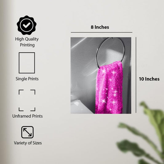 ALPINE INK CO. Glitter Towel Still Life Poster - Pink Photography - Modern Bathroom Wall Decor for Home, Office, Bedroom, Clean Interior Design - 8x10 Unframed Print - color: Style-15, size: 8"L x 10"W