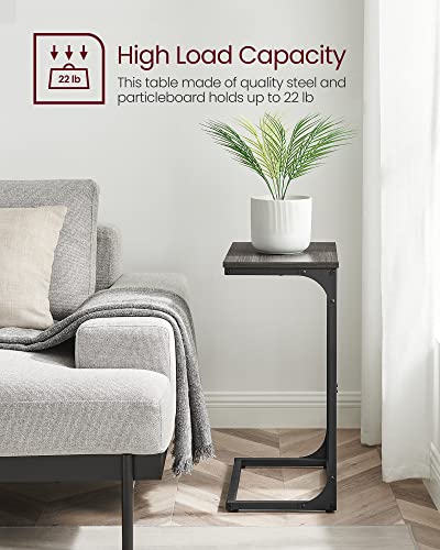 VASAGLE C-Shaped End Table, Side Table for Sofa, Couch Table with Metal Frame, Small TV Tray Table for Living Room, Bedroom, Ebonized Oak Finish and Black ULET353B42 - color: Ebonized Oak Finish + Black