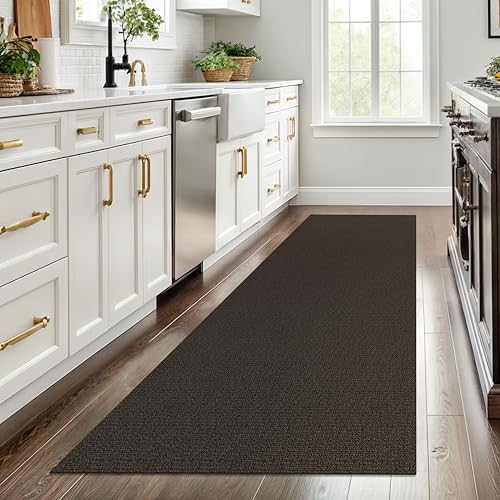 Washable Runner Rug, Non Slip Entry Runner, 3x8 Ft, Taupe/Coffee | Washable Braided Runner Carpet, Non Slip Rubber Dot Backed, For Hallway, Kitchen, Entryway, Bedroom, Laundry Room, Foyer - color: Taupe/Coffee, size: 3' x 8' (Rectangular)