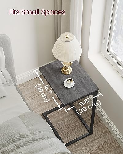 VASAGLE C-Shaped End Table, Side Table for Sofa with Metal Frame | Couch Table, Small TV Tray Table for Living Room, Bedroom, Misty Gray and Black, Barnet Collection ULET353B68 - color: Misty Gray + Black