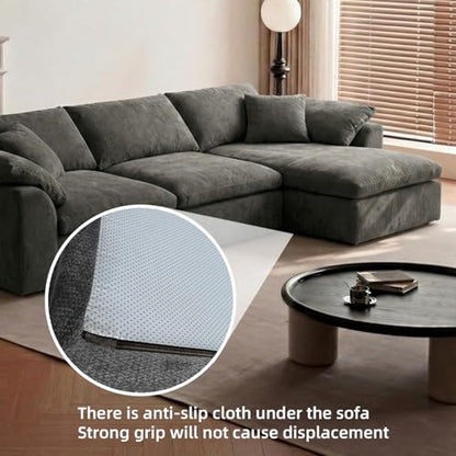 Cloud Couch Sectional for Living Room, Modular L Shaped Boneless Sofa with Chaise, Compressed No Assembly Couch, Deep Seat Chenille Upholstered Convertible Sofa Bed (Black) - color: Black