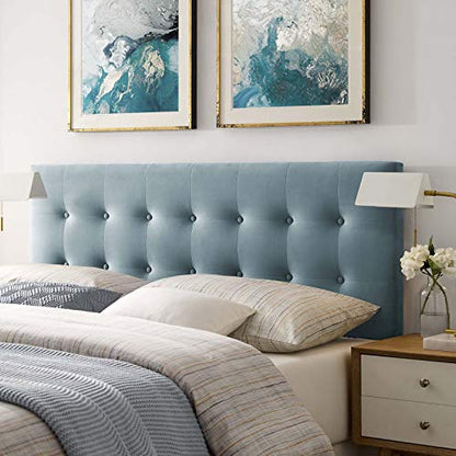 Modway Emily Queen Biscuit Tufted Performance Velvet Headboard, Light Blue - color: Light Blue, size: Queen