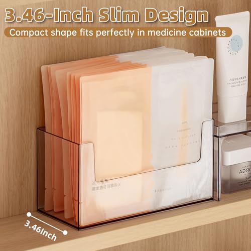 PAVSTINE 2 Pack Clear Medicine Cabinet Organizer, Slim Open Face Mask Storage Box for Sheet Masks and Skincare, Space-Saving Makeup Holder for Bathroom, Vanity, Countertop - size: U-shaped Clear