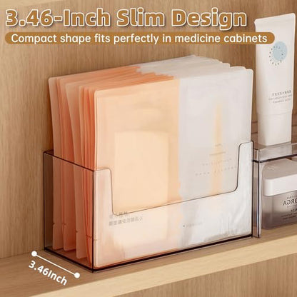 PAVSTINE 2 Pack Clear Medicine Cabinet Organizer, Slim Open Face Mask Storage Box for Sheet Masks and Skincare, Space-Saving Makeup Holder for Bathroom, Vanity, Countertop - size: U-shaped Clear