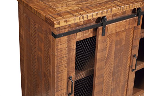 Martin Svensson Home Rustic 65" Wood Entertainment Center, Honey Tobacco | Solid Pine, TV Stand, Sliding Doors, Adjustable Shelves & Cable Management, for TVs up to 70" - color: Honey Tobacco