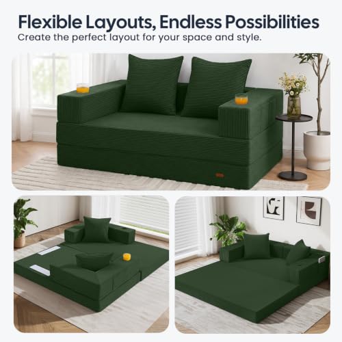 COMAX Futon Sofa Bed, Convertible Sofa Bed, Folding Boneless Couches