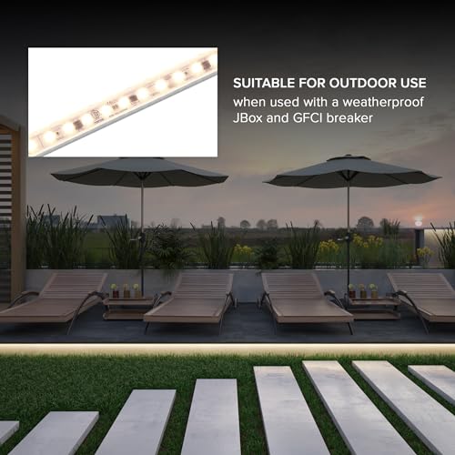 Maxxima 60 in. Hardwired LED Under Cabinet Strip Light, 2300 Lumens, 3000K | Warm White, Kitchen and Living Room 120V White Cove Lighting, No Power Supply Needed - size: 60 Inch