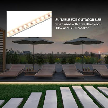 Maxxima 60 in. Hardwired LED Under Cabinet Strip Light, 2300 Lumens, 3000K | Warm White, Kitchen and Living Room 120V White Cove Lighting, No Power Supply Needed - size: 60 Inch
