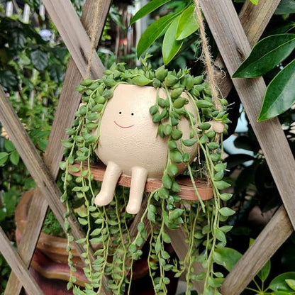 Swing Face Planter Pot Hanging Resin Flower Head Planters for Indoor and Outdoor Plants, Succulent Pots for String of Pearls Plant - Ideal Gifts for Mother's Day and Christmas (Medium) - size: Medium