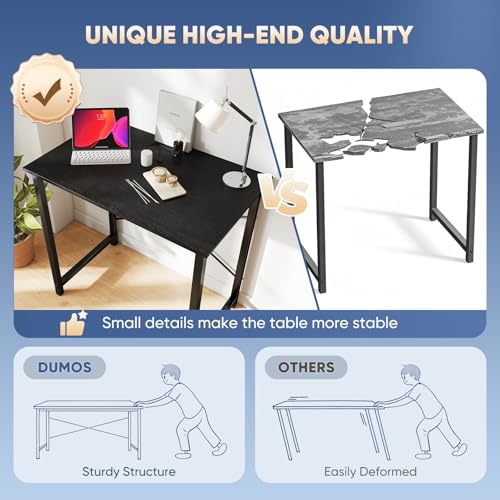 DUMOS 32 in Small Computer Desk for Home Office, Modern Study Work Table Simple Style for Bedroom, Writing Desks with X-Shaped Reinforcement, 2 Pack, Black | Modern Study Writing Work Table, Craft PC Desk Simple Workstation with Reinforcement Structure, 2